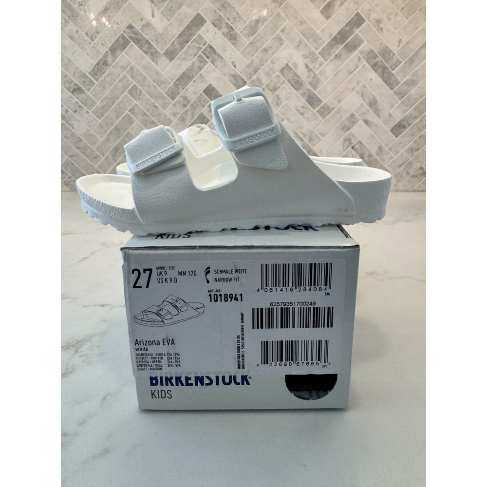 Birkenstock Arizona EVA Sandals Kids Youth Size 9 27 White Double Strap Slides